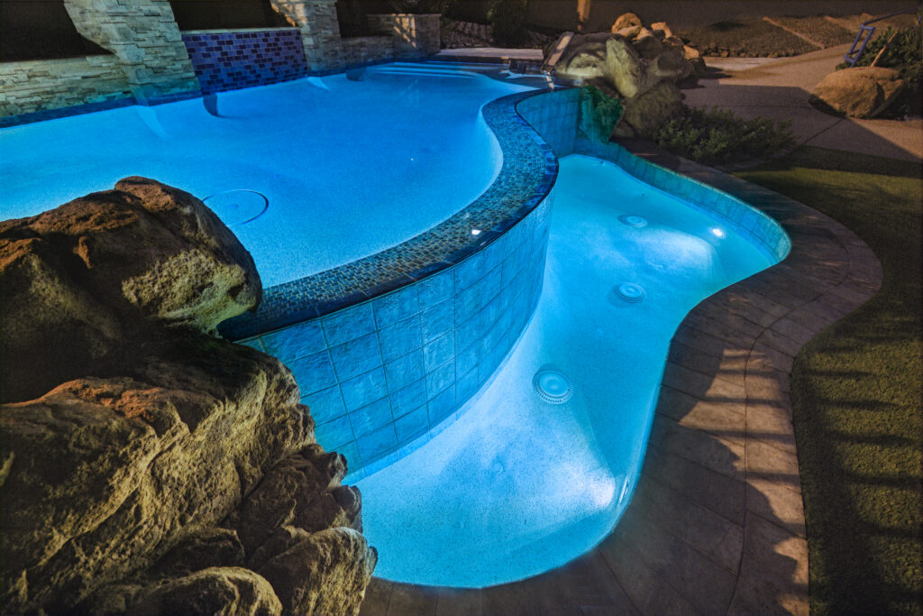 Pool and spa with GalaxyBrite lights